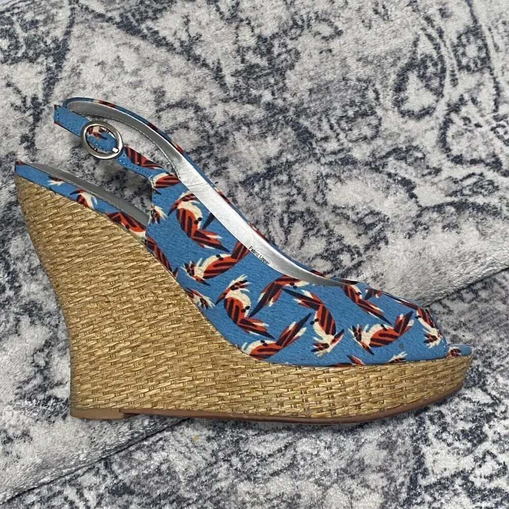 Audrey Brooke NAOMI Slingback Wedges in Blue Size 8